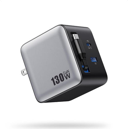 130W USB C Wall Charger, GaN III 3-Port Fast Charging Station, PD QC Foldable by Pxwaxpy