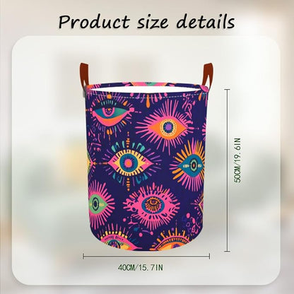 Laundry Baskets 15.7x19.7 Inch Large Colorful Eye Pattern Collapsible Laundry - Image 3
