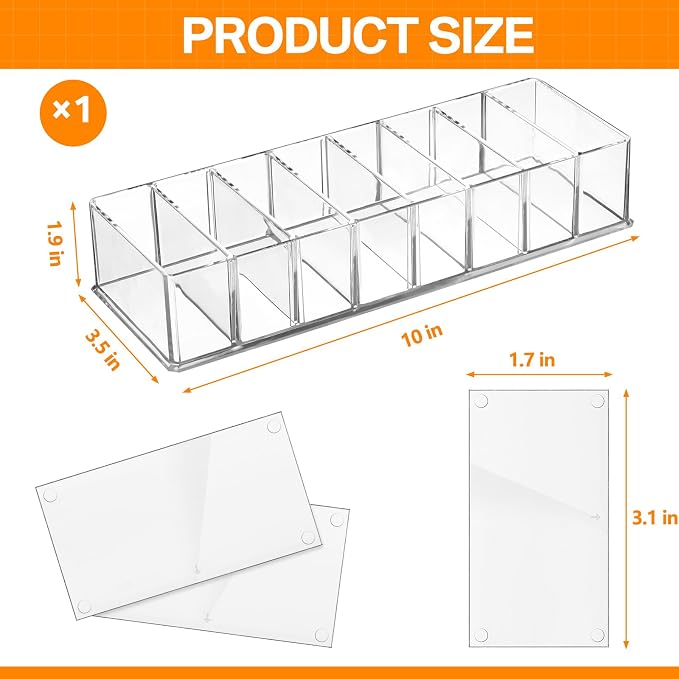 Tuanse 4 Pcs Acrylic Makeup Compact Organizer Detachable 8 Spaces Clear Vanity - Image 2