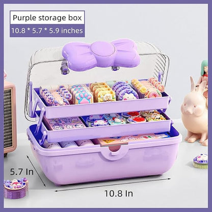 Bow Knot Hair Accessories Organizer Box Cute Dust Proof Childrens Jewelry - Image 2