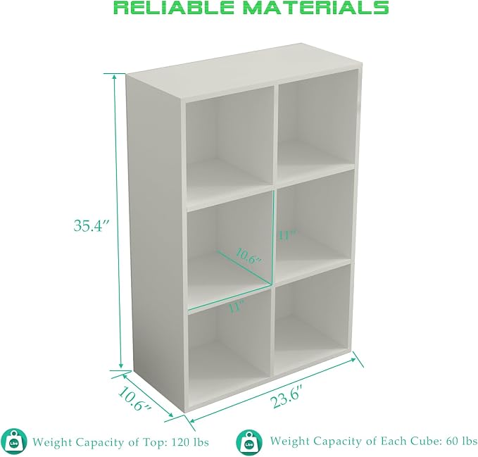 6-Cube Storage Shelf Bookcase - Image 3