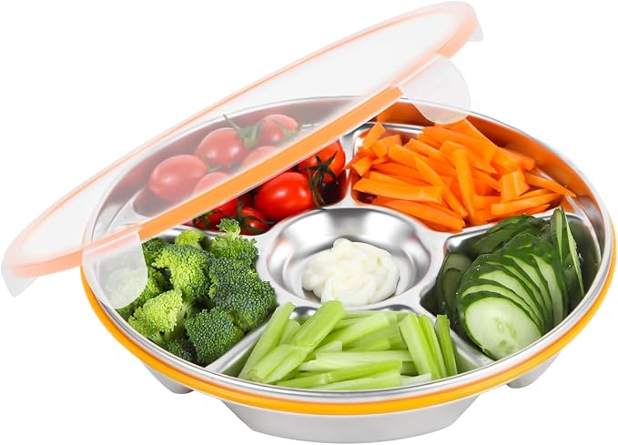 6-Compartment Stainless Steel Serving Tray by Motith