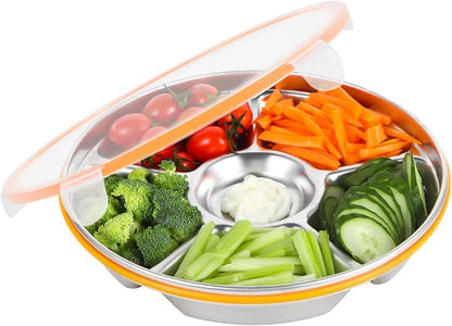 6-Compartment Stainless Steel Serving Tray by Motith