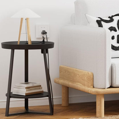 Gadroad Round End Table with Charging Station, USB Ports and Anti-Drop Fence - Image 2