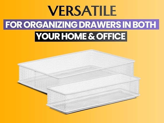YBM HOME Silver Mesh Drawer Cabinet and or Shelf Organizer Bins, School Supply - Image 5