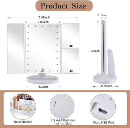 deweisn Floor Mount Tri-Fold Lighted Vanity Mirror - Image 5