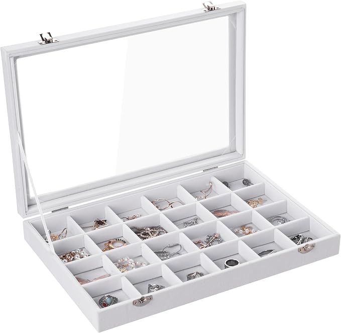 Frebeauty Velvet Jewelry Tray, 24 Grid Jewelry Organizer by Frebeauty