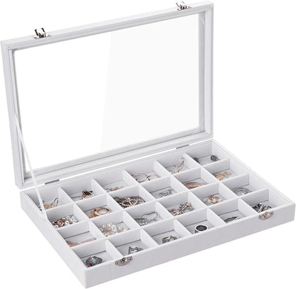 Frebeauty Velvet Jewelry Tray, 24 Grid Jewelry Organizer by Frebeauty
