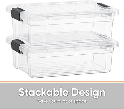 Superio Storage Bins with Lids- 6 Pack, 7.4 Qt Clear Boxes - Image 3