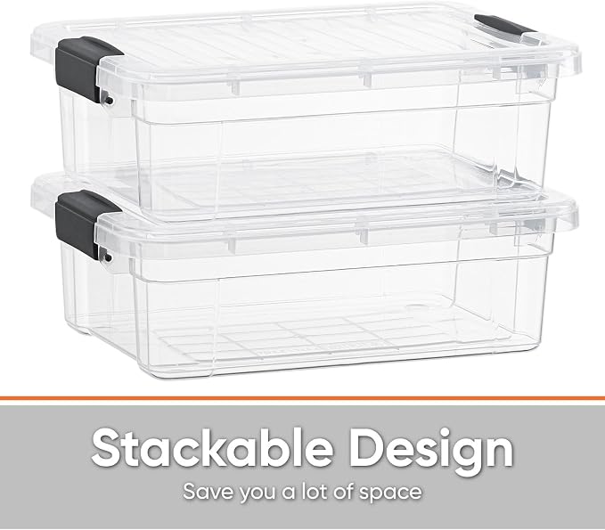 Superio Storage Bins with Lids- 6 Pack, 2.3 Qt Clear Boxes - Image 3