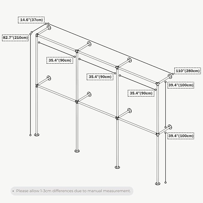 Industrial Pipe Clothing Rack, Heavy Duty Wall Mounted Clothes Rack, Retail - Image 7