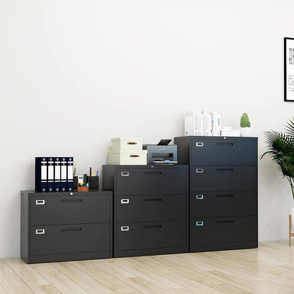 Lateral File Cabinet with Lock, 3 Drawer Large Metal Filing Cabinet, Home - Image 9