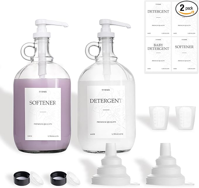 2 Pcs Glass Liquid Laundry Detergent Dispenser, Half Gallon Laundry Soap by TTDMKprovidesyouwithqualit