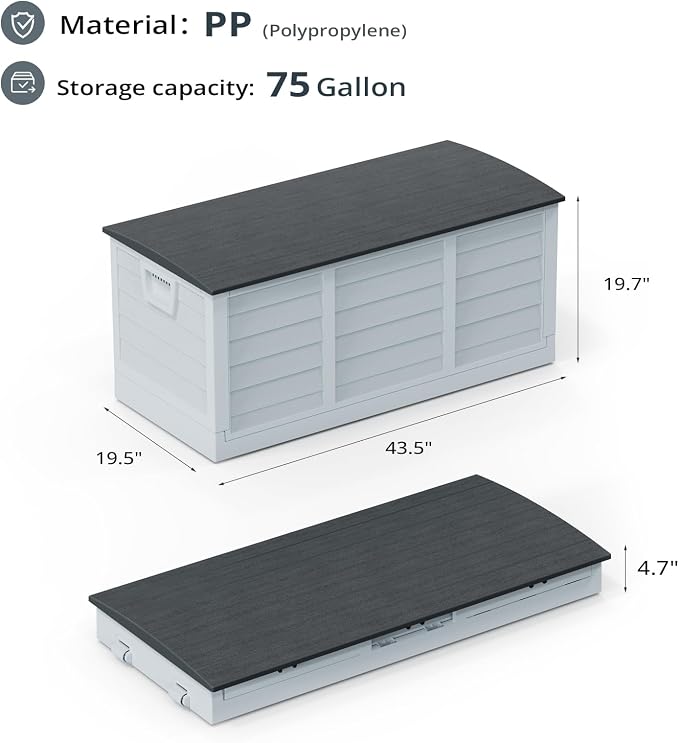 Foldable 75 Gallon Outdoor Storage Box, Plastic Storage Containers - Image 4