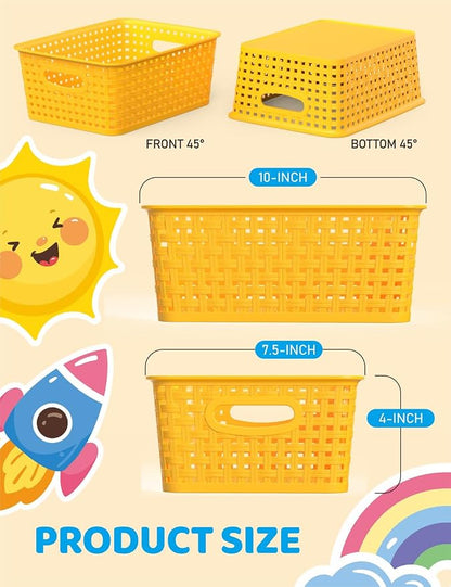 WYT 6-Pack Plastic Small Shelf Storage Weave Baskets Organizing - Image 2