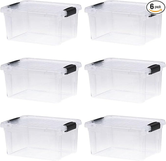 Superio Storage Bins with Lids- 6 Pack, 6.6 Qt Clear Boxes by Superio