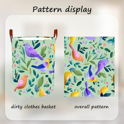 Laundry Baskets 15.7x19.7 Inch Large Colorful Birds Leaves Floral Design - Image 5