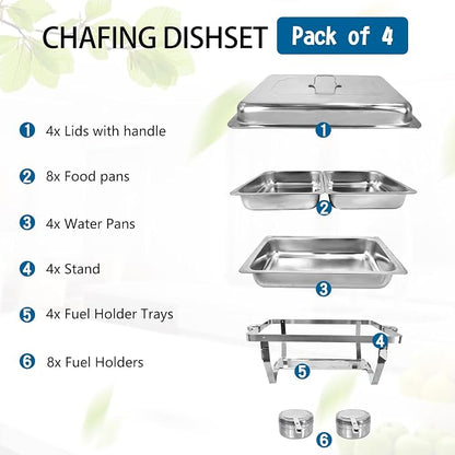 Chafing Dish for Buffet, 6 Pack Stainless Steel Chafing Servers Food Warmer Set - Image 5