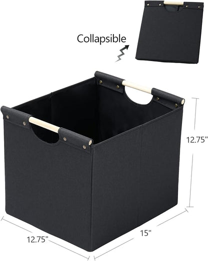 HOONEX Large Collapsible Storage Bins, Linen Fabric, Storage Baskets - Image 6
