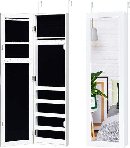 Giantex Jewelry Armoire with Full Length Mirror, Wall and Door Mounted Jewelry - Image 8