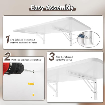 Wall Mounted Folding Table 47.2”L x 19.7”W, Laundry Folding Table - Image 5