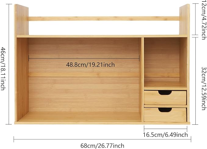 Bamboo Desktop Bookshelf 2-Tier Short Bookshelf - Image 2