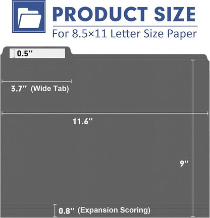 File Folder, PANDRI 120 Pack File Folder, 1/3 Cut Tab, Letter Size, Filing - Image 2