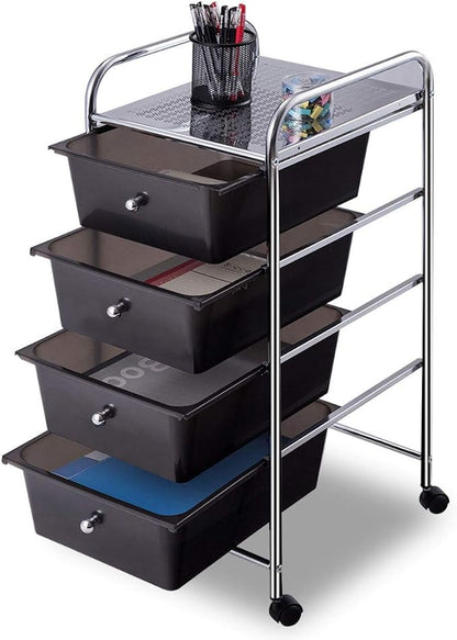 Giantex 4 Drawers Cart Storage Bin Organizer Rolling Storage Cart Metal Frame - Image 5