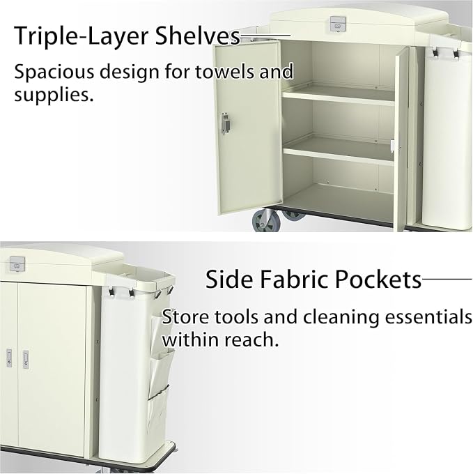Heavy Duty Metal Housekeeping Janitorial Cart - Image 8