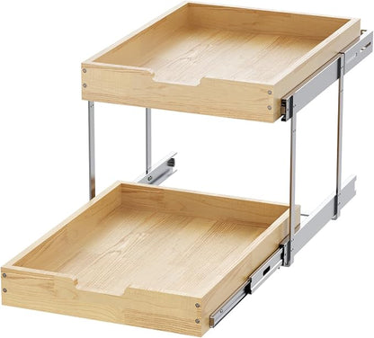 Wood Pull Out Cabinet Organizer 2 Tie 20" W x 21" D, Heavy-Duty Sliding Drawers - Image 3