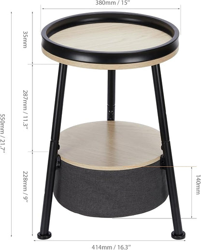 Small Round End Table, 2 Tier Side Table - Image 3