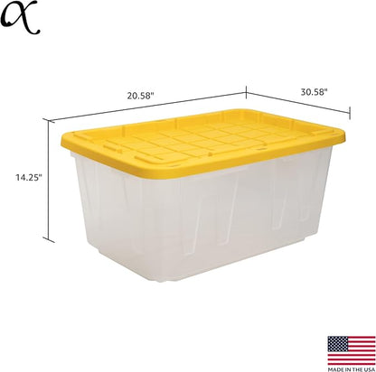 CX BLACK & YELLOW, 27-Gallon Heavy Duty Clear Storage Container & Snap-Tight Lid - Image 2