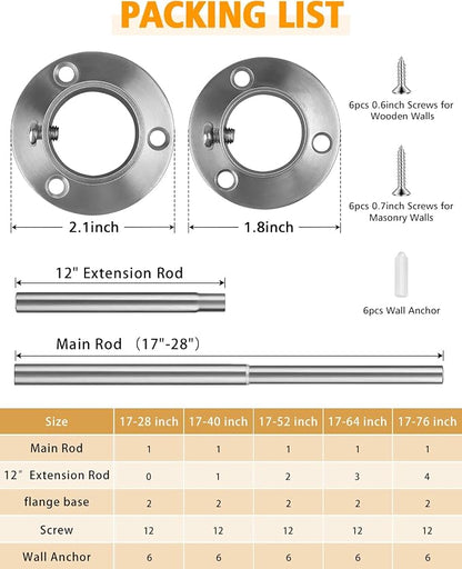 Closet Rods for Hanging Clothes, 17-76 Inch Heavy Duty and Stepless Adjustable - Image 7
