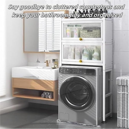 Over Washer and Dryer Storage Shelf Freestanding Laundry Room Organizer Cabinet - Image 3