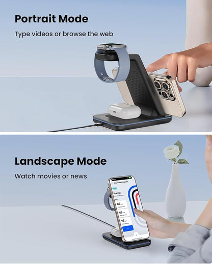 Wireless Charger Stand, CIYOYO 3 in 1 Fast Wireless Charging Station Dock - Image 3