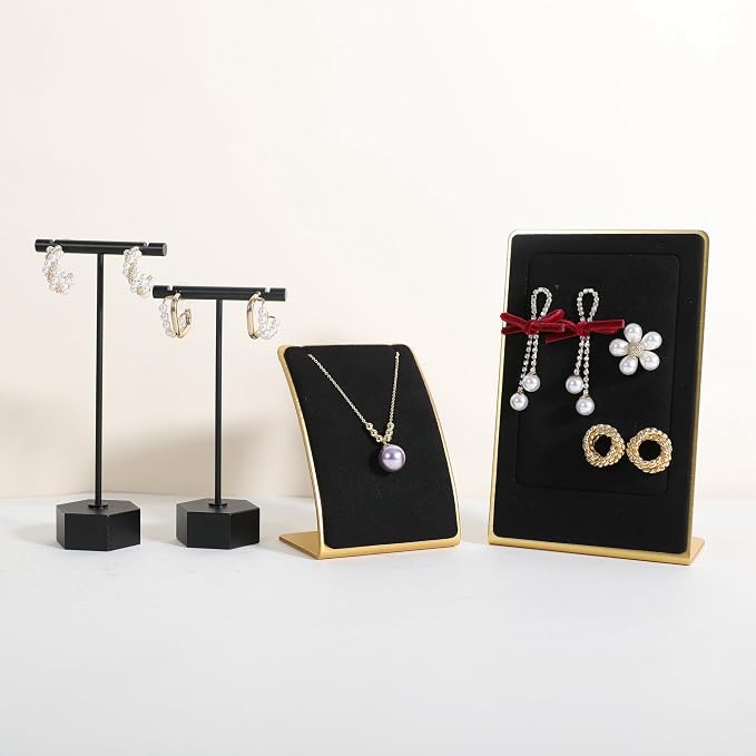 GemeShou Black Necklace display stand, Velvet Jewelry necklace display holder - Image 8