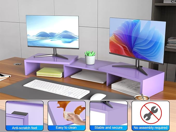 Dual Monitor Stand for Desk, Metal Monitor Riser - Image 6