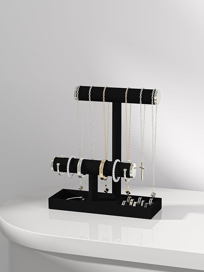 Bracelet and Necklace Holder, Velvet Jewelry Necklace Display Organizer Stand - Image 5