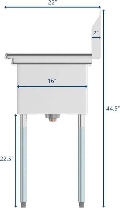 KoolMore 2 Compartment Stainless Steel NSF Commercial Kitchen Prep & Utility - Image 4