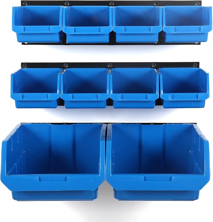 Wallmaster Wall Mounted Storage Bins, Wall Storage Bins Parts Rack 10 Bins&3 - Image 2