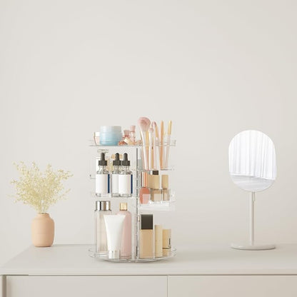 Rotating Makeup Organizer, DIY 8 Adjustable Layers Spinning Skincare Organizer - Image 4