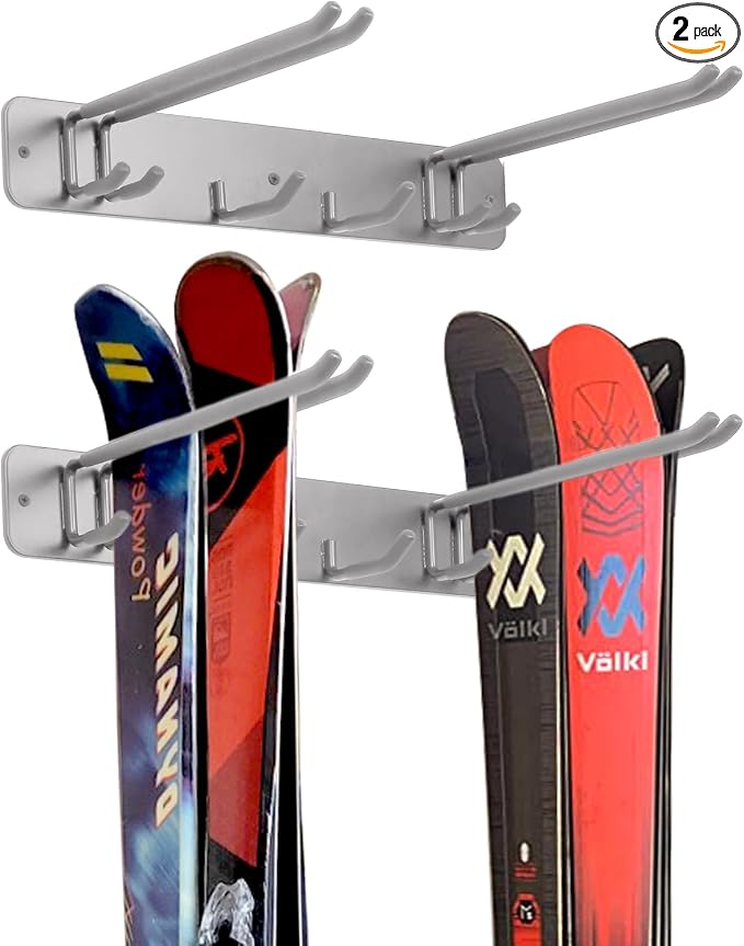 Wall Mount Ski Storage Rack, Garage Snowboard Storage Organizer 8 Pairs Metal by Aking+Ace