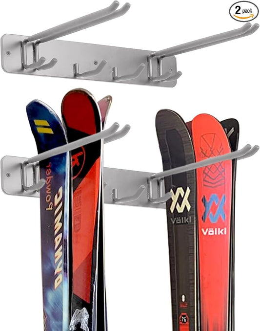 Wall Mount Ski Storage Rack, Garage Snowboard Storage Organizer 8 Pairs Metal by Aking+Ace