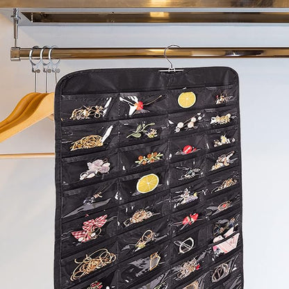 Cemueo Hanging Jewelry Organizer, Double Sided 80 Pocket Jewelry Chain Storage - Image 6