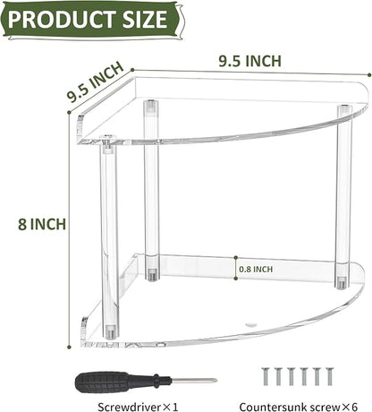 2 Tier Acrylic Corner Shelf Organizer Storage 9.5x9.5x8 Inch, Transparent - Image 3