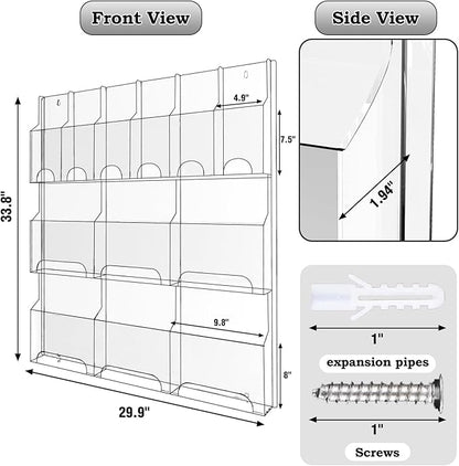 Acrylic Brochure Pamphlet Holder, 6 Magazine Holders and 6 Pamphlet Holders - Image 2