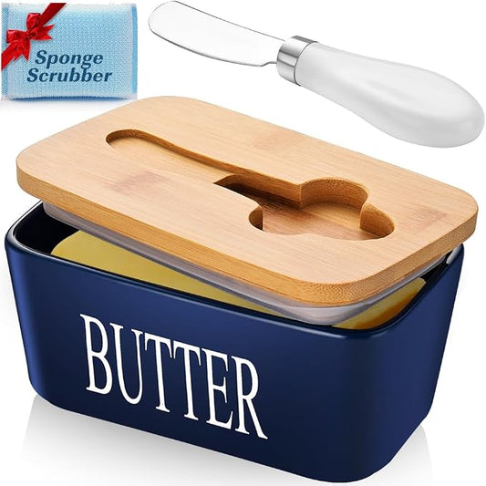 Butter Dish with Lid: Large Butter Container by AISBUGUR