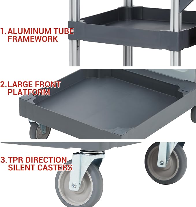Cleaning Cart, Heavy-Duty Rolling Service Cart - Image 2