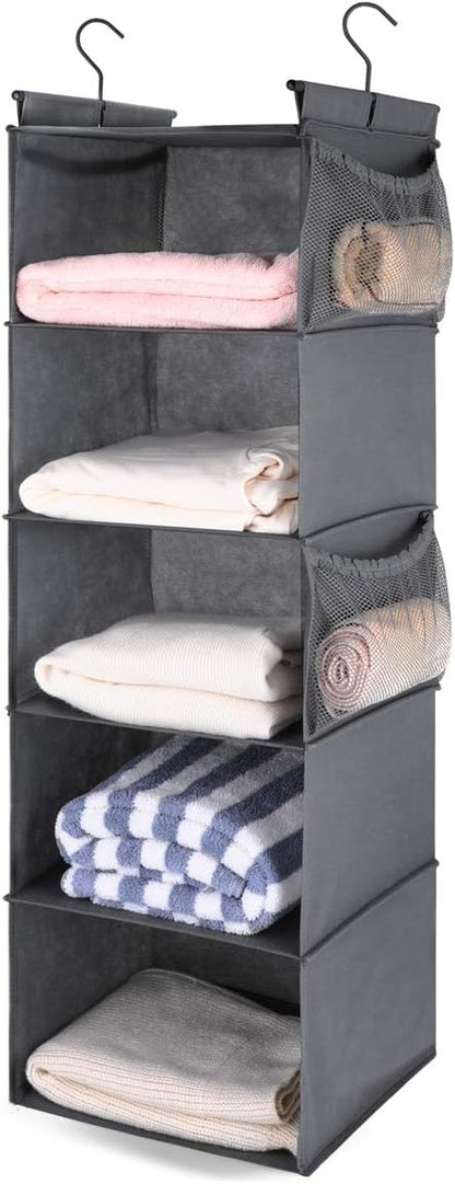 MAX Houser 5 Shelf Hanging Closet Organizer, Space Saver, Cloth Hanging Shelves by MAXHouser