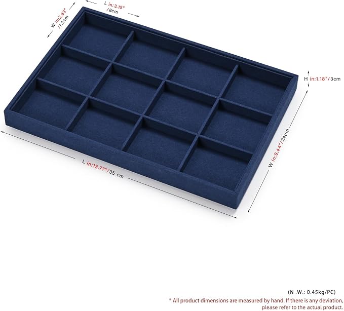 12 Grids Jewelry Tray Bracelet Tray Bangle Tray Microfiber Jewelry Display Tray - Image 5